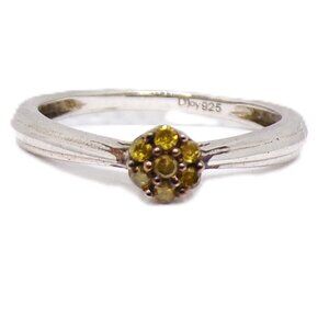 D'joy 0.10 ctw Yellow Diamond Ring Rhodium Over 925 Sterling Silver  Size 6 New